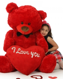 4ft Teddy red Bear with pillow