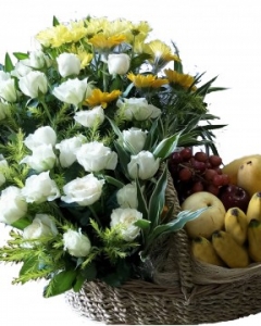 6 item Fruits and yellow Flowers & white roses